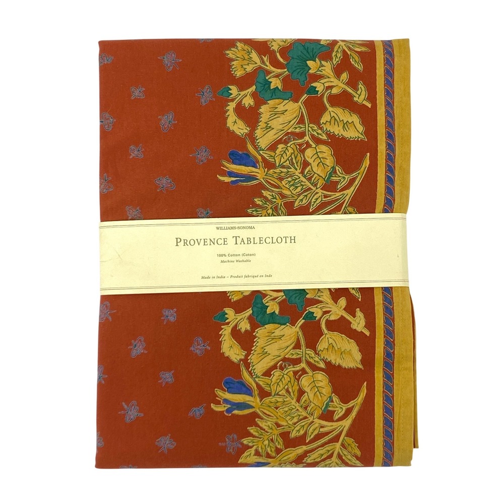 Williams Sonoma Provence Tablecloth 70x70 Square Cotton Mediterranean Floral NEW